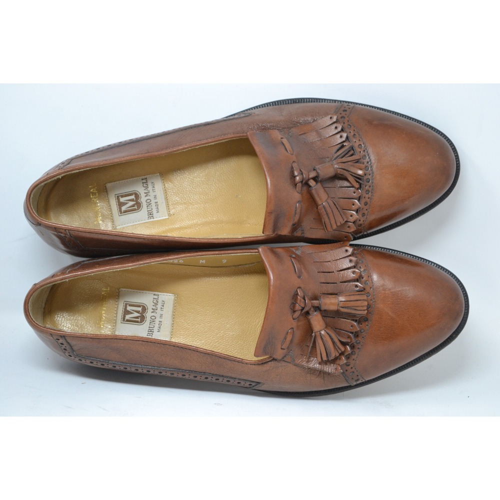 Bruno Magli Italy Brandy Montreal Tassel Loafers Shoes Mens Brown Size 9M 13826‎ - Picture 11 of 15